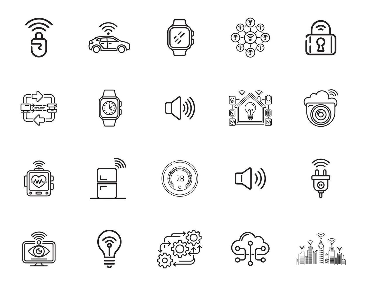 IoT Technology and Connectivity Icons Pack vector