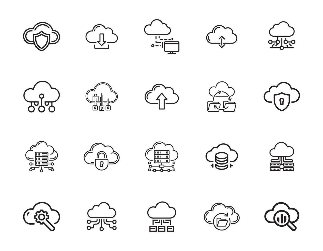 Minimalist Cloud Infrastructure Icons Collection vector