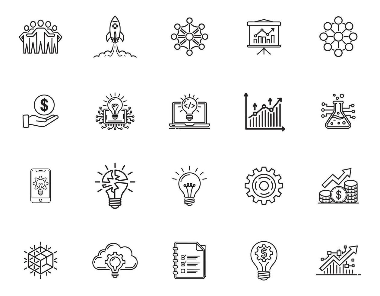 Startup Growth and Future Tech Icons Set vector