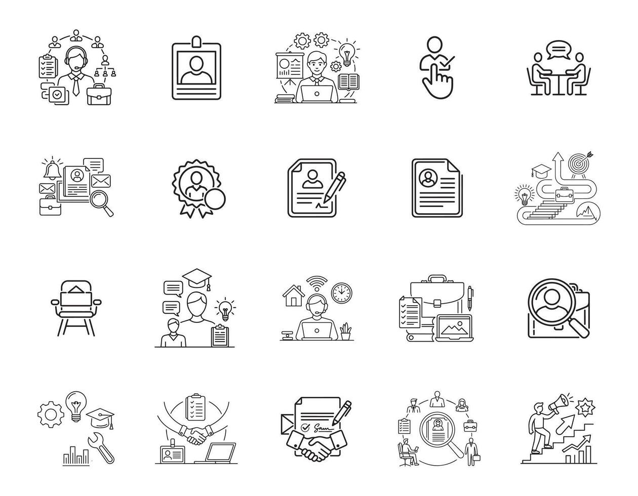 Modern Job and Career Icons Pack 20 Unique Elements vector