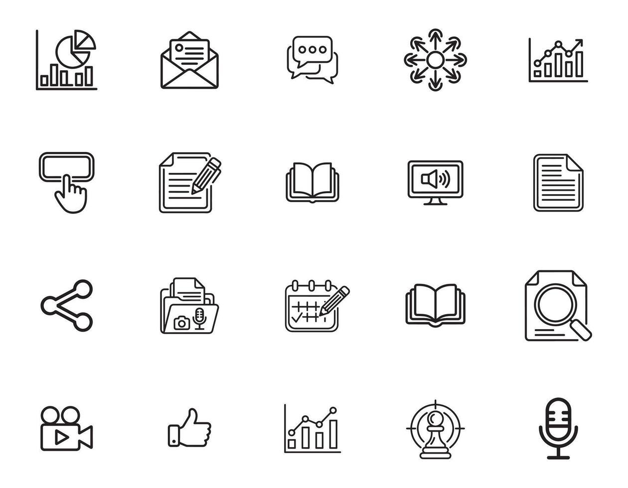 Modern Content Marketing Icons Pack 20 Unique Elements vector