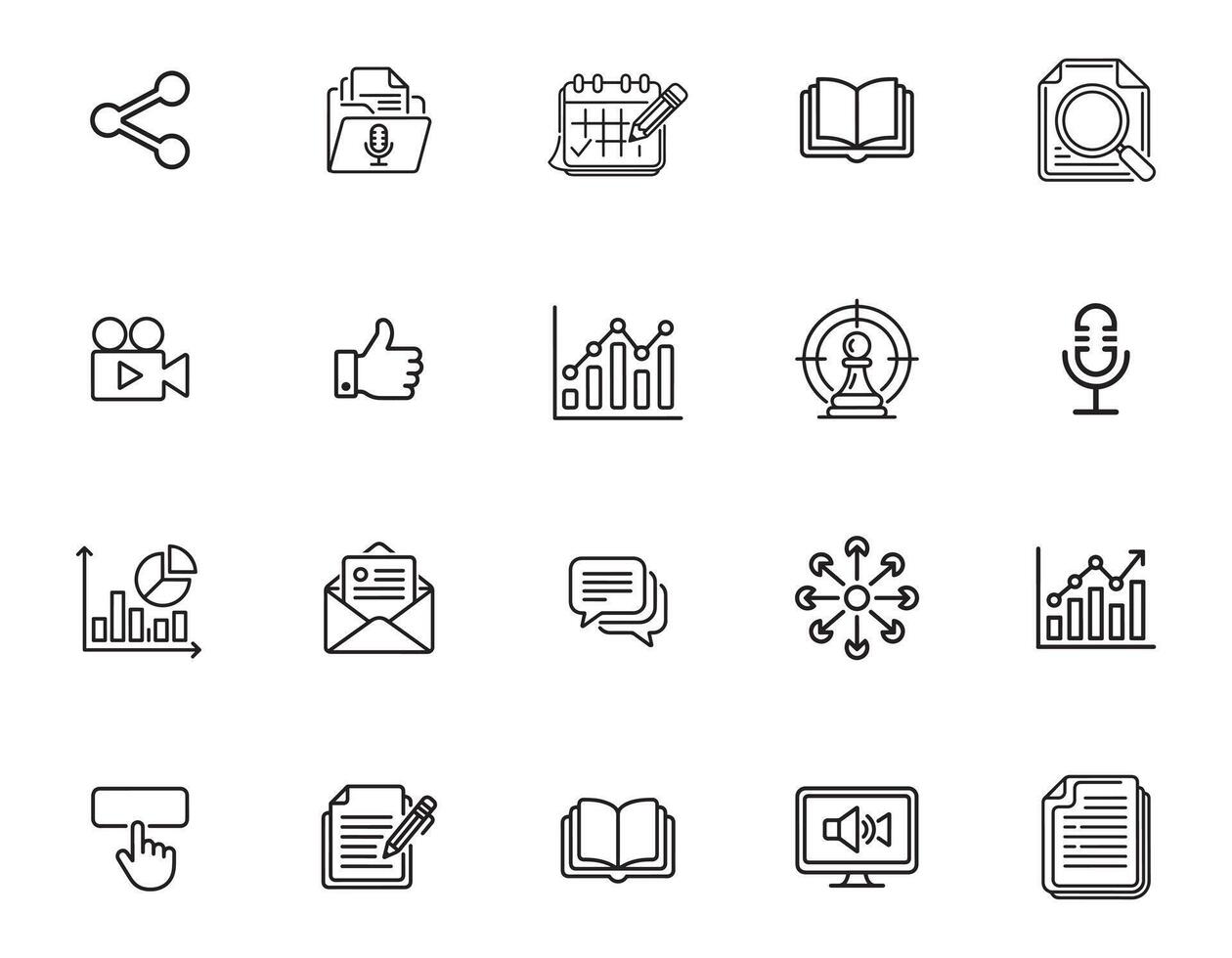 20 Content Marketing Icons Bundle for Digital Strategy vector