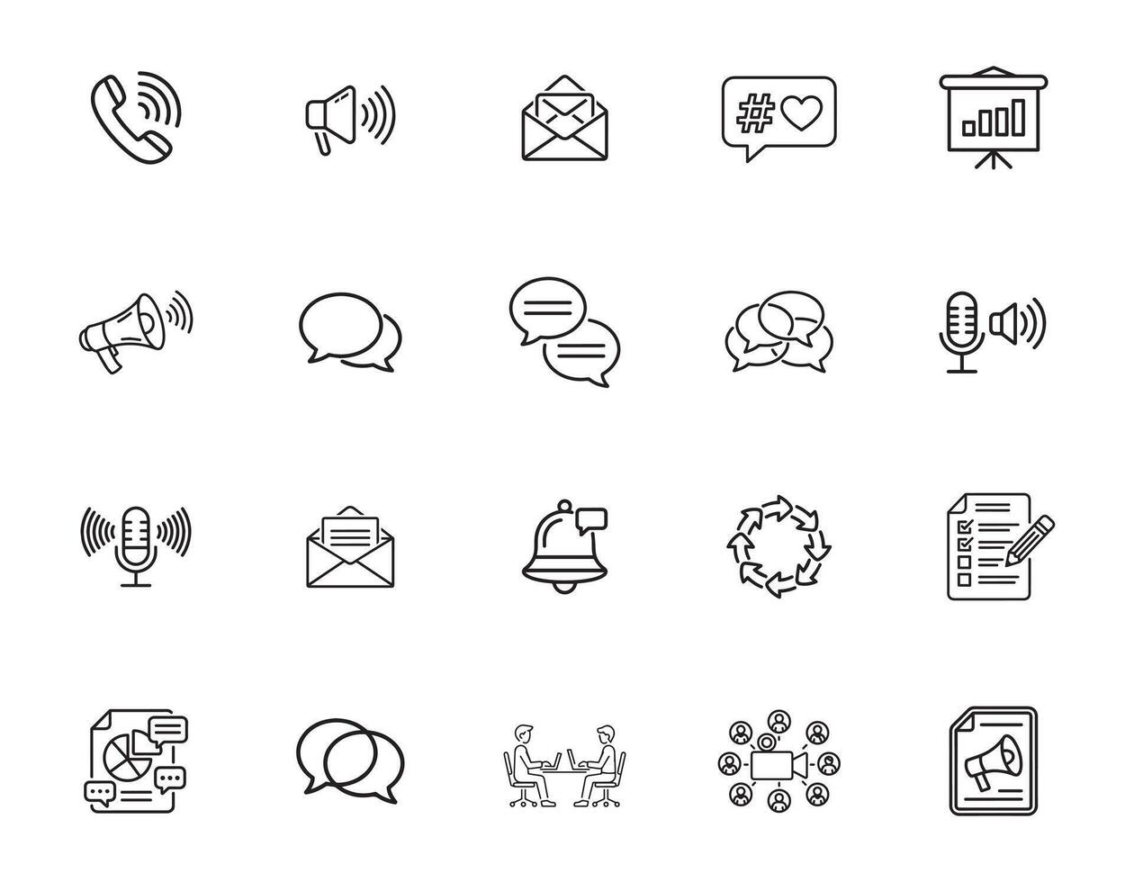 Corporate Messaging and Collaboration Icons Set vector