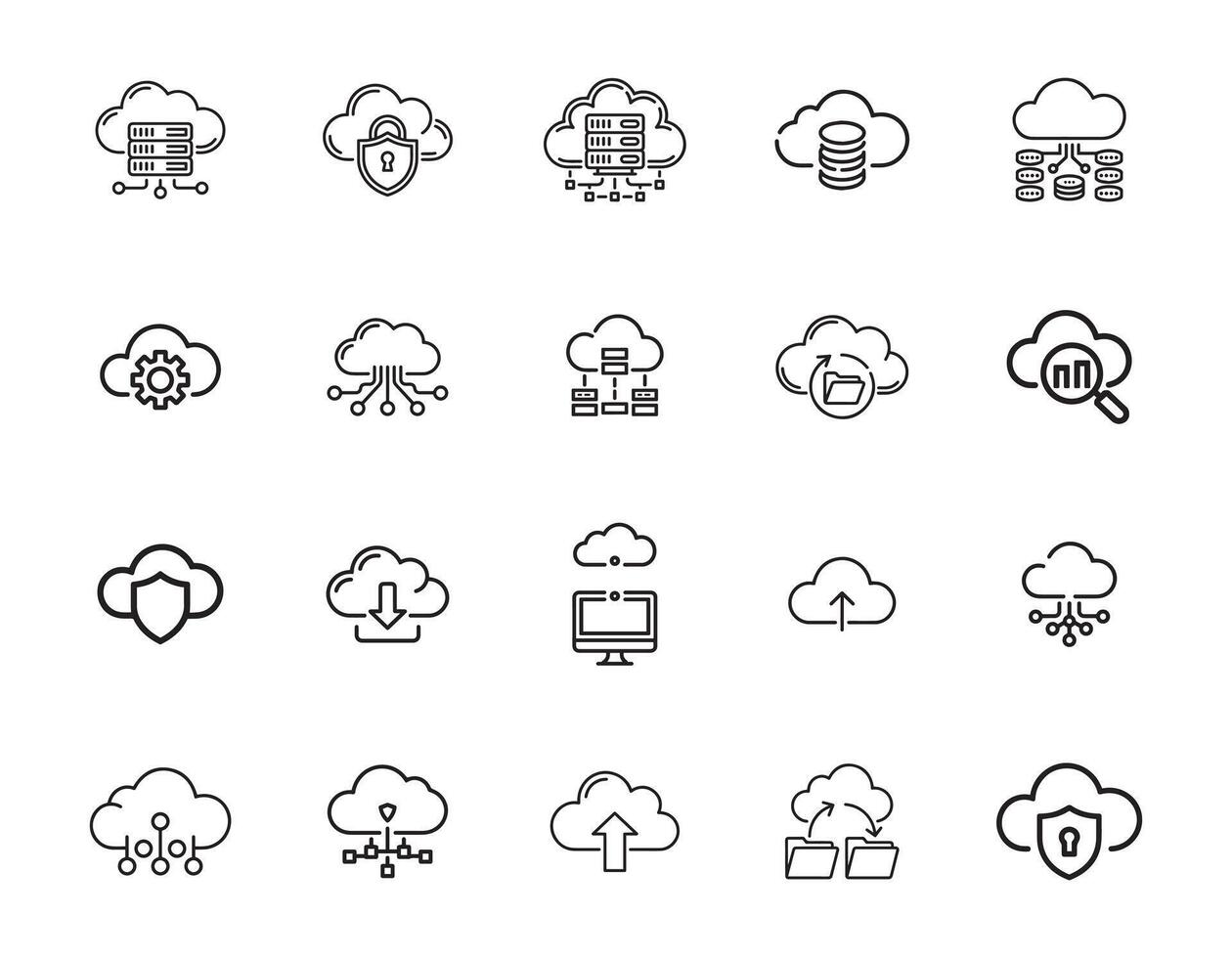 Cloud Computing and Storage Icons Set vector