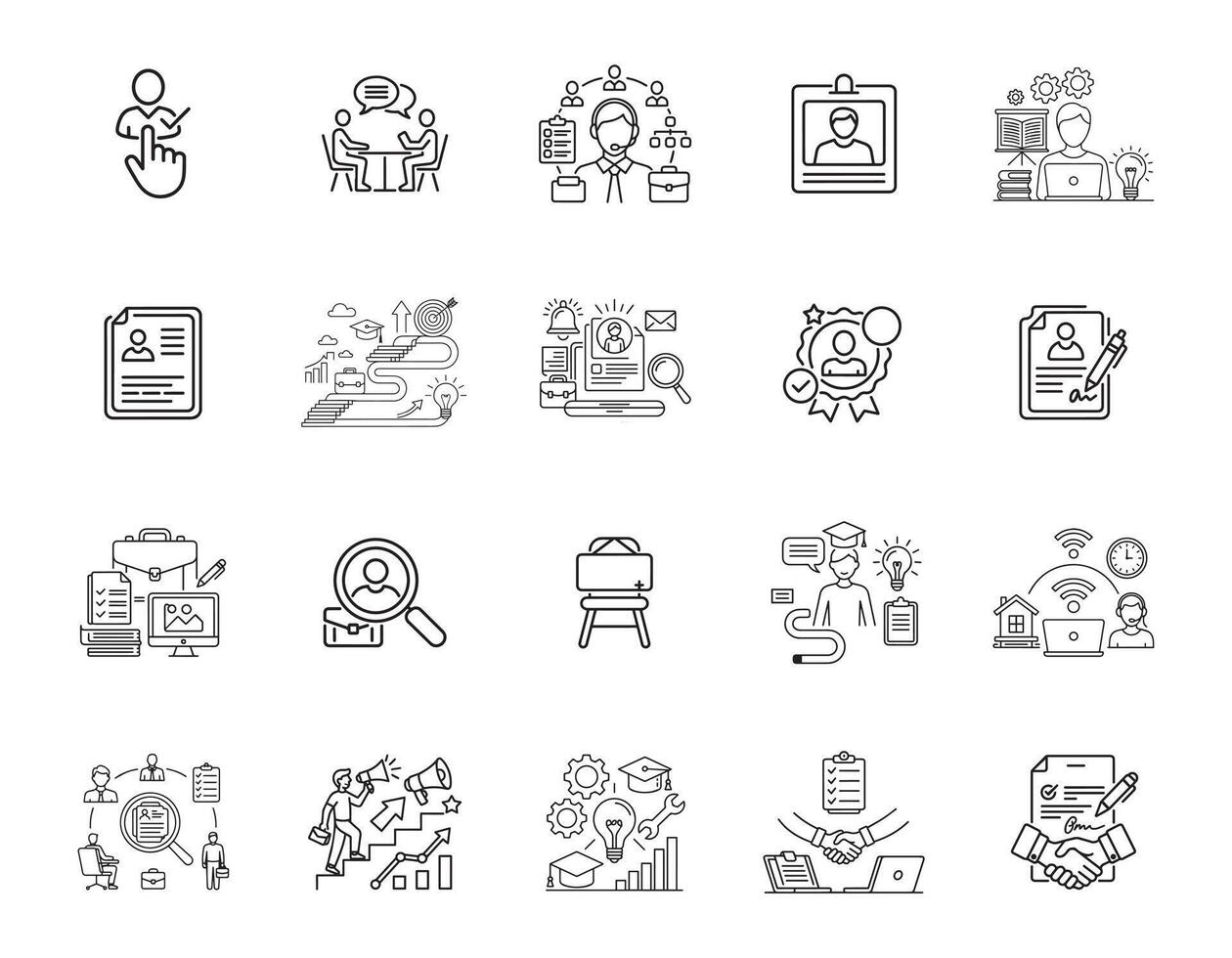 20 Job and Career Icons Set for Professional Design Projects vector