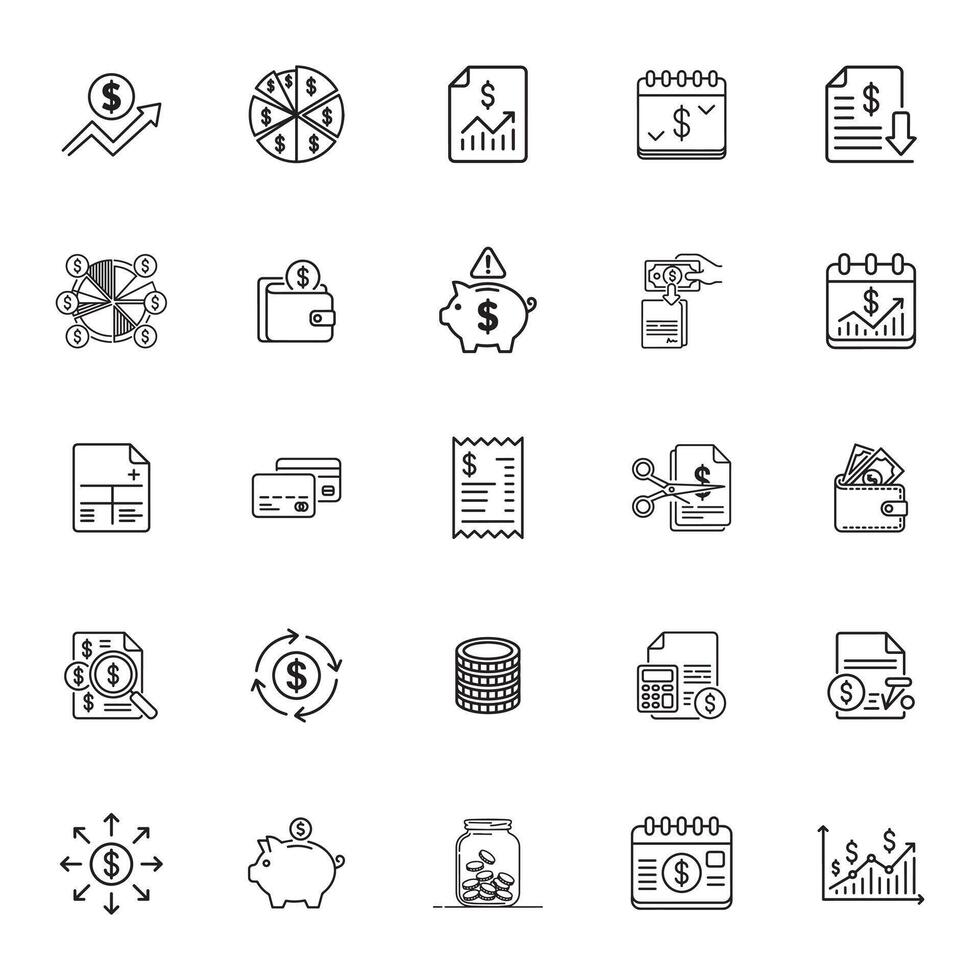 Personal Finance and Expense Tracking Icons Set vector