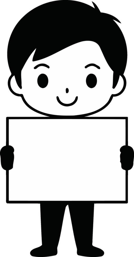 Boy Holding Blank Sign, Ready for Your Message vector