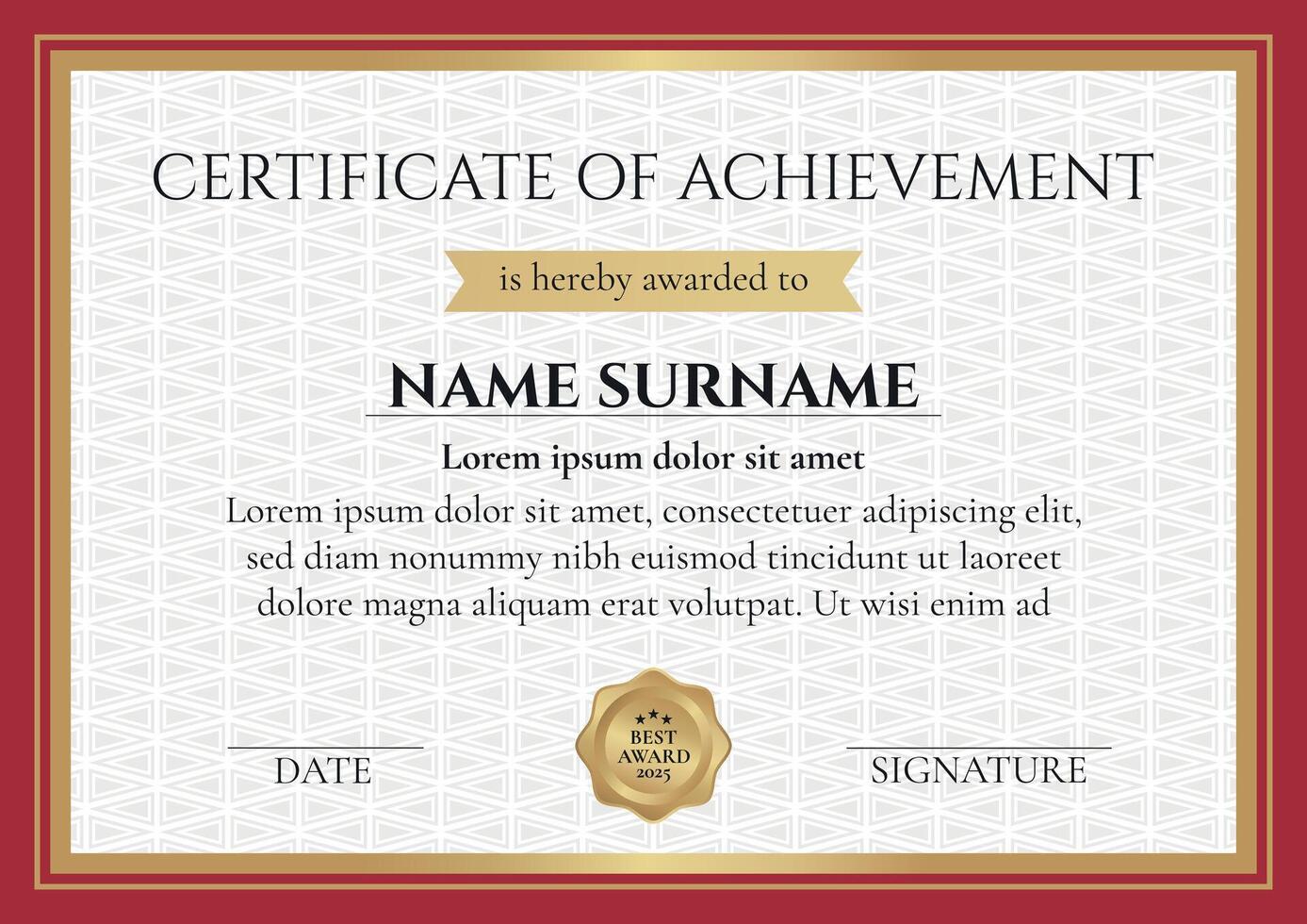 Certificate of achievement. Elegant A4 printable template vector