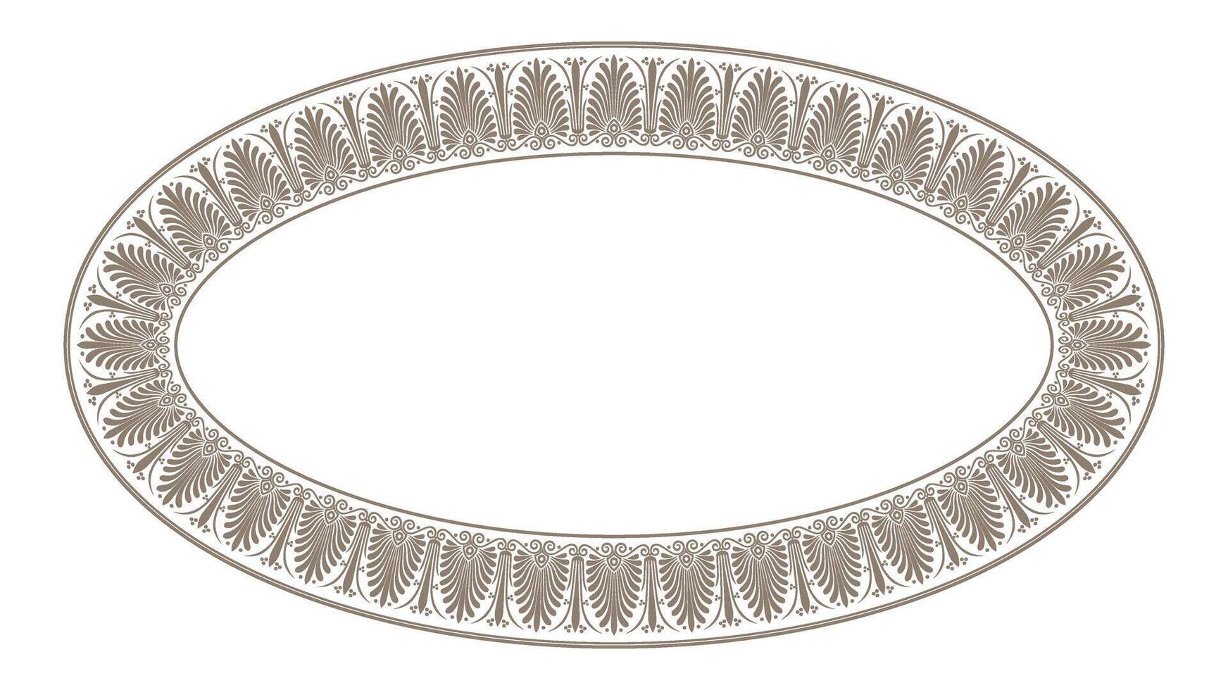 Decorative oval frame. Elegant element for design in Eastern style, place for text. Floral golden border. Lace illustration for invitations and greeting cards vector