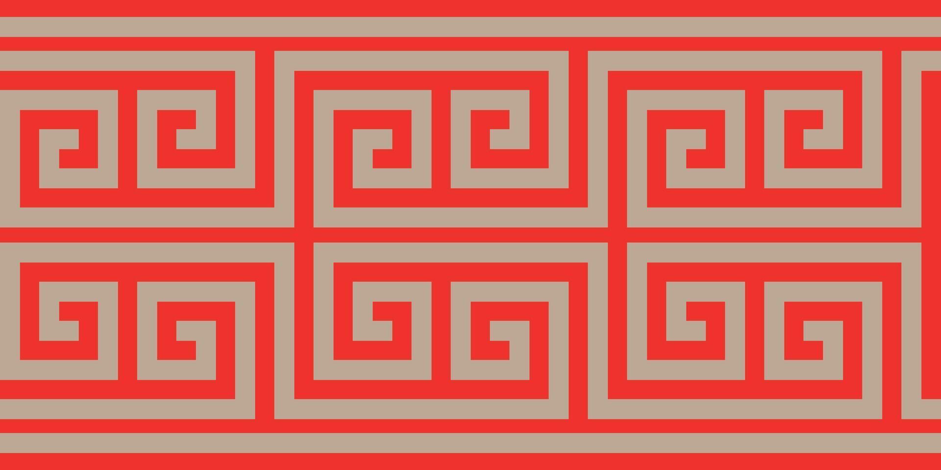 Golden Chinese seamless ornament on a red background. Classic Endless pattern frame border China. For Traditional Chinese decorative frame. Chinese symbol for Chinese new year or other festival vector