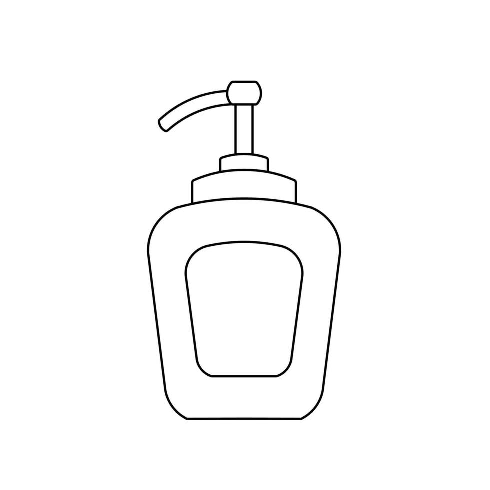 Liquid soap bottle line art icon flat illustration vector