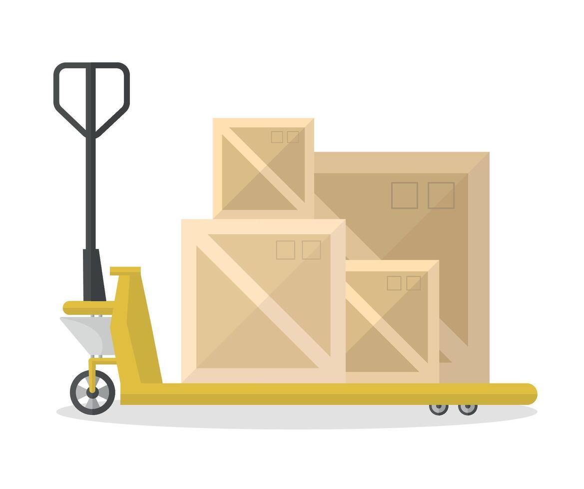 Icon of a cargo trolley with boxes. Trolley for moving goods. Trolley for warehouse, store, factory. vector