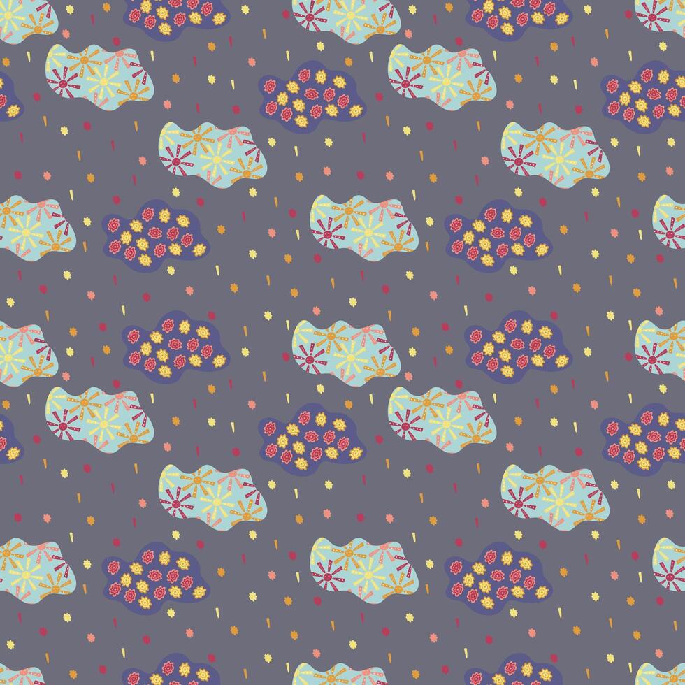 multicolored clouds and rain pattern vector