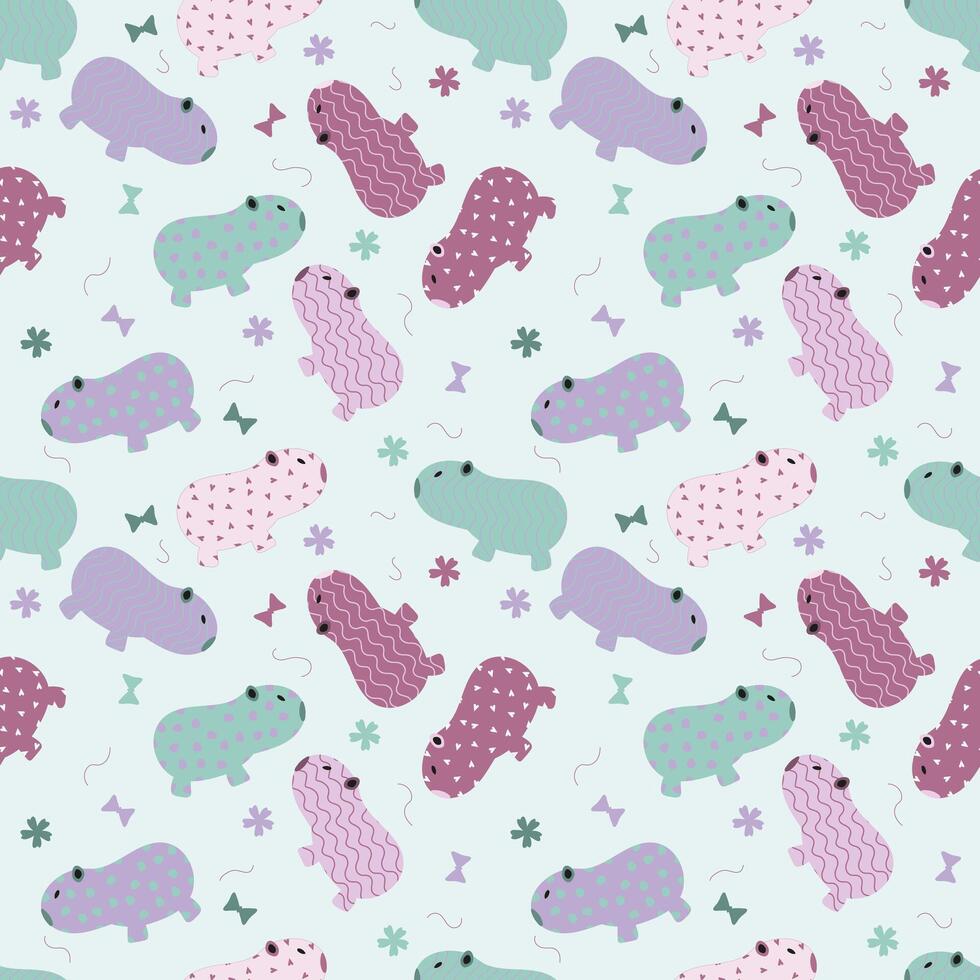 capybara cute pattern vector