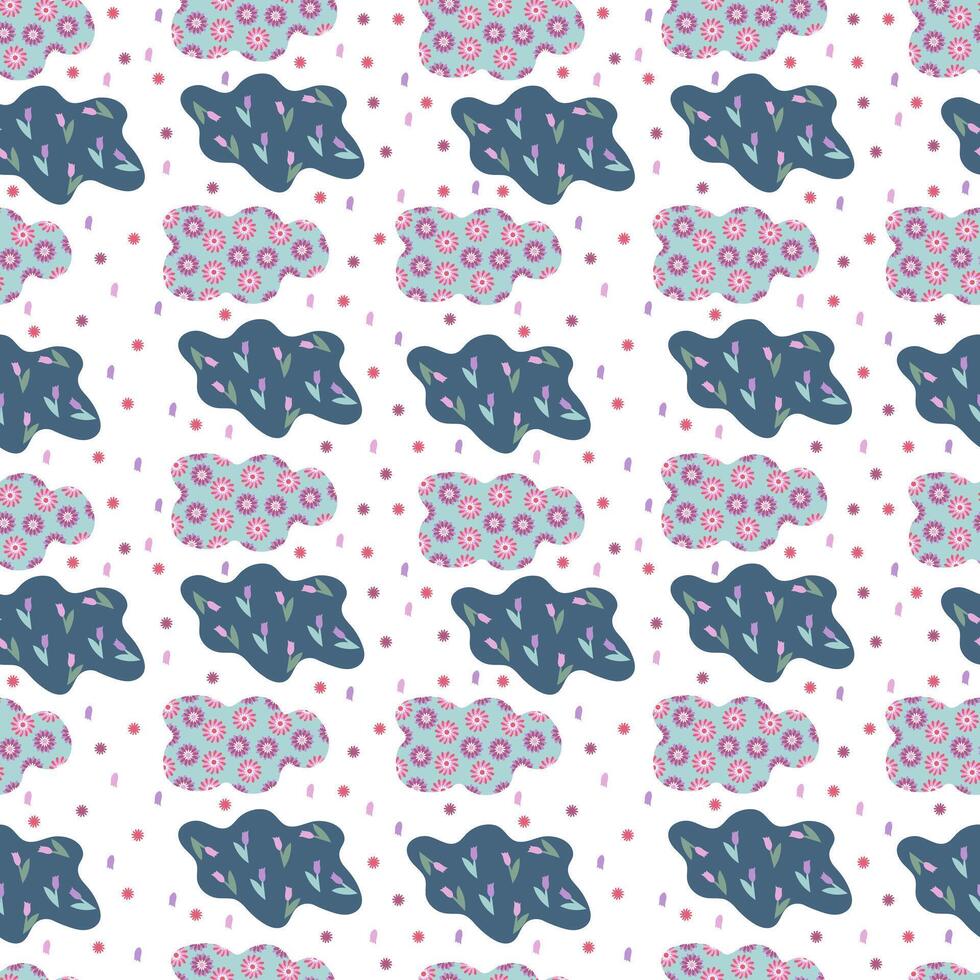 flowers clouds pattern vector