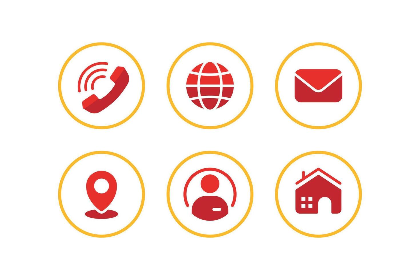 6 Contact Information Icons Set in Solid Glyph Line Style vector