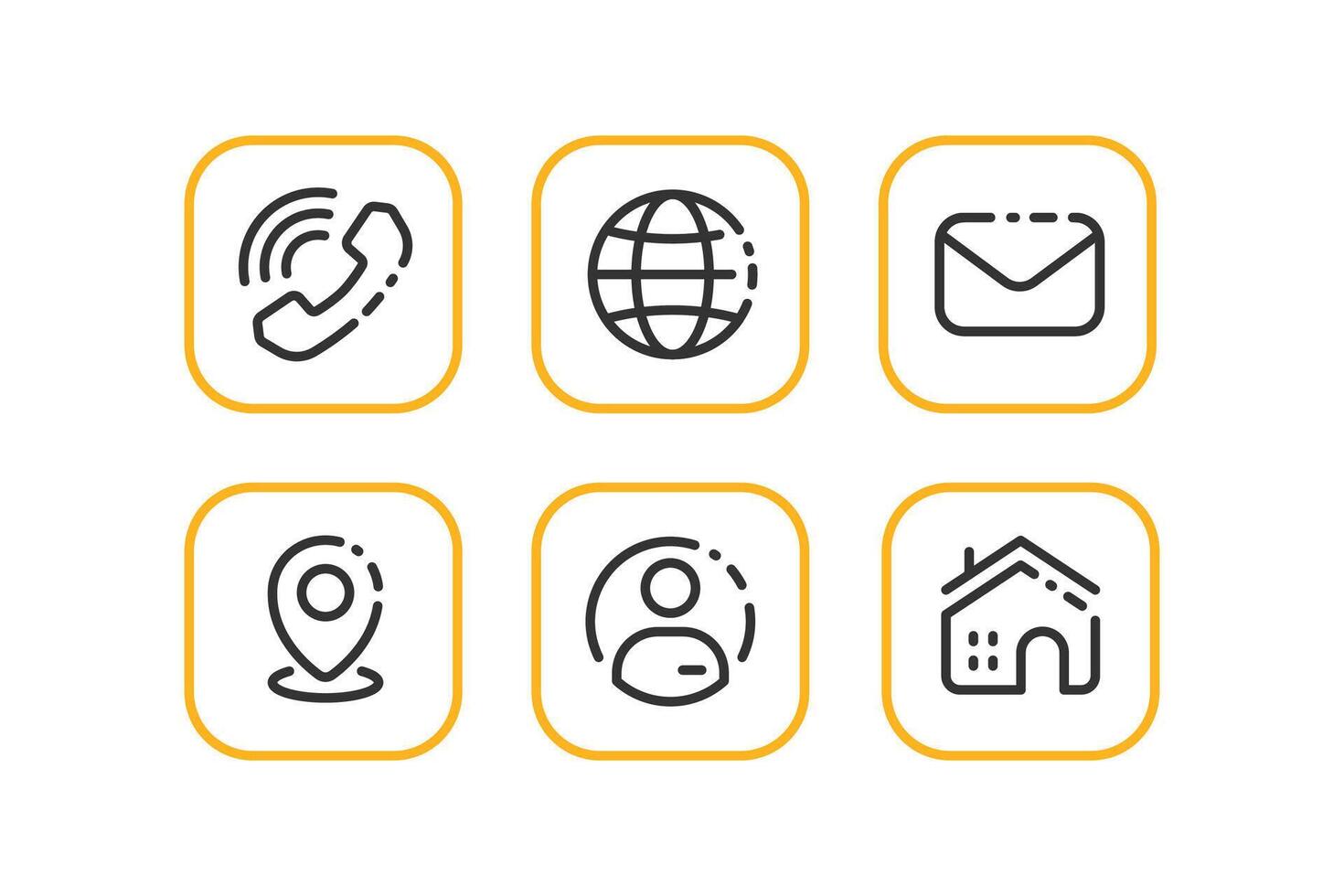 6 Contact Information Icons Set in Line Style vector