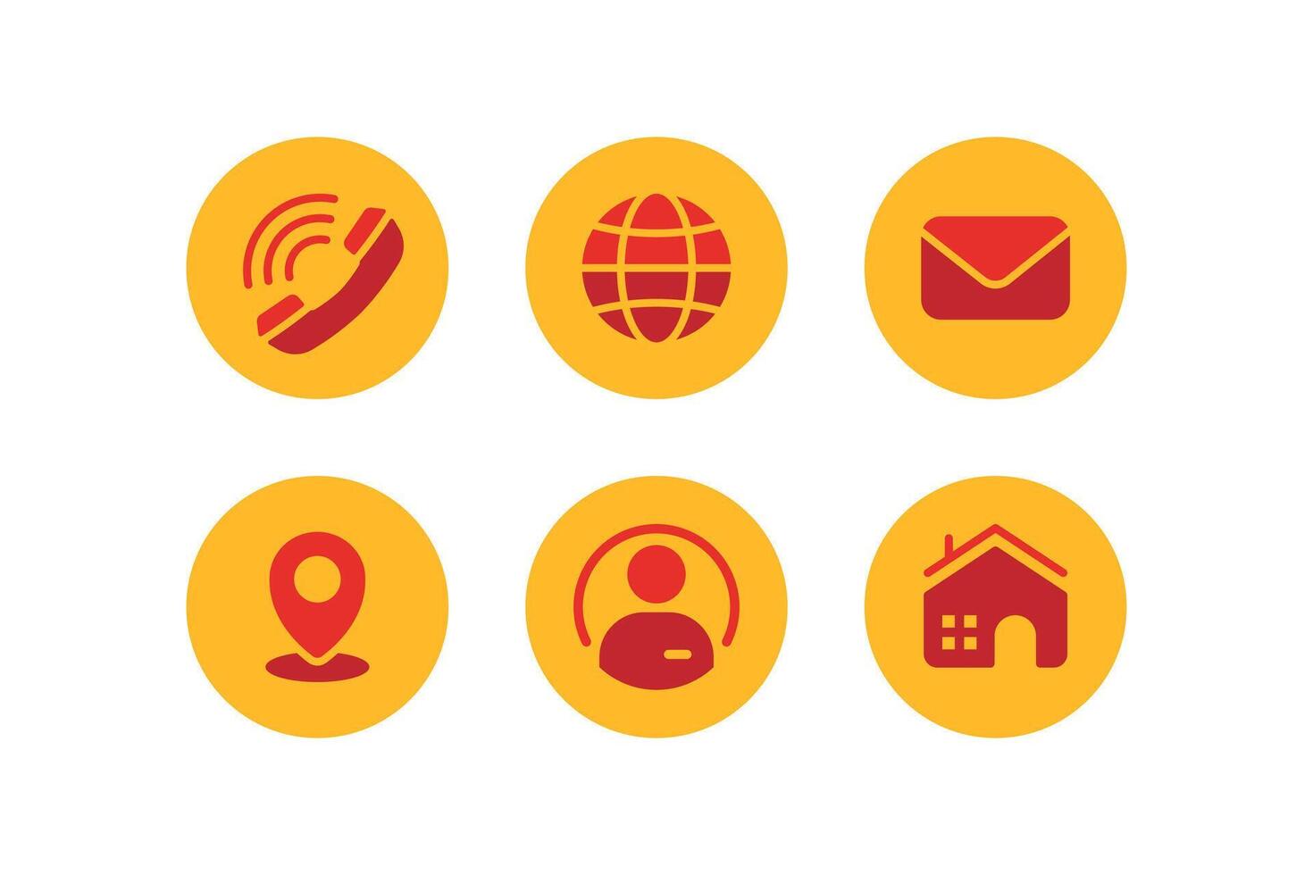 6 Contact Information Icons Set in Round Flat Style vector