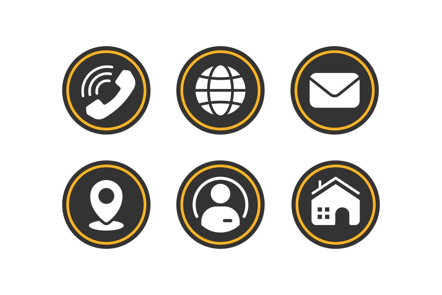 6 Contact Information Icons Set in Round Solid Glyph Style vector