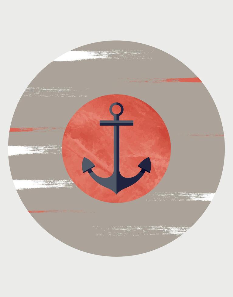 Minimalist Nautical Anchor Wall Art vector