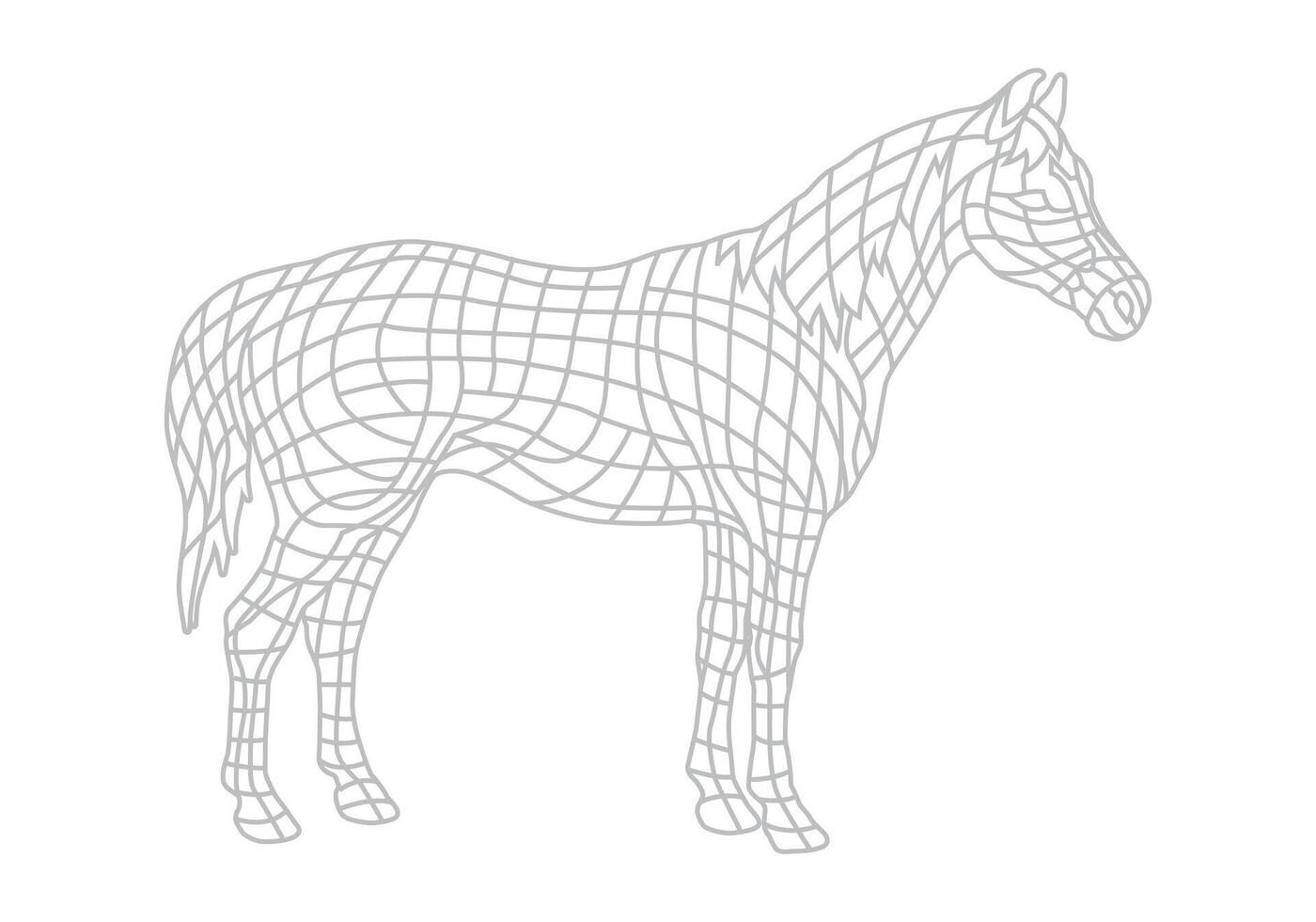 Geometric Wire frame Horse Illustration isolated on white background. vector