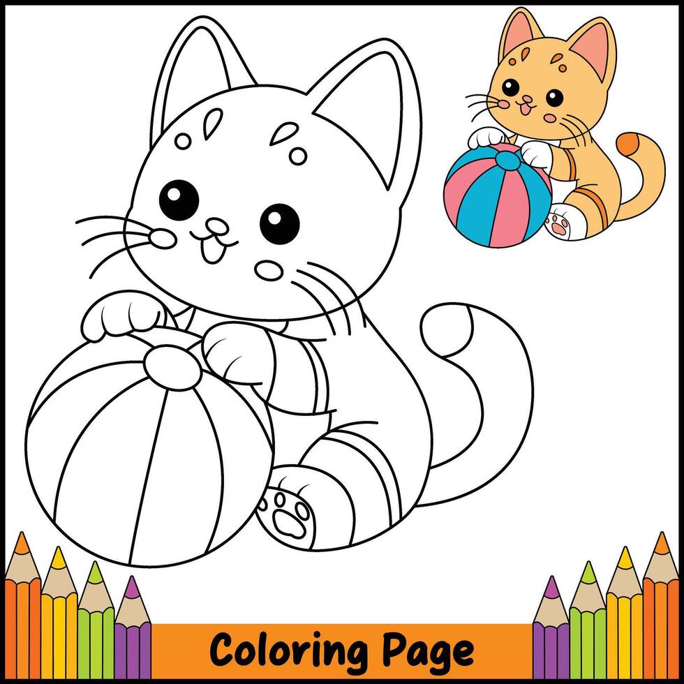 Relaxing Cat Coloring Sheet vector