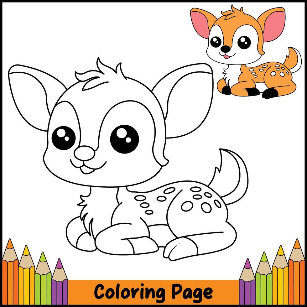 Deer Drawing Coloring Sheet 1 vector