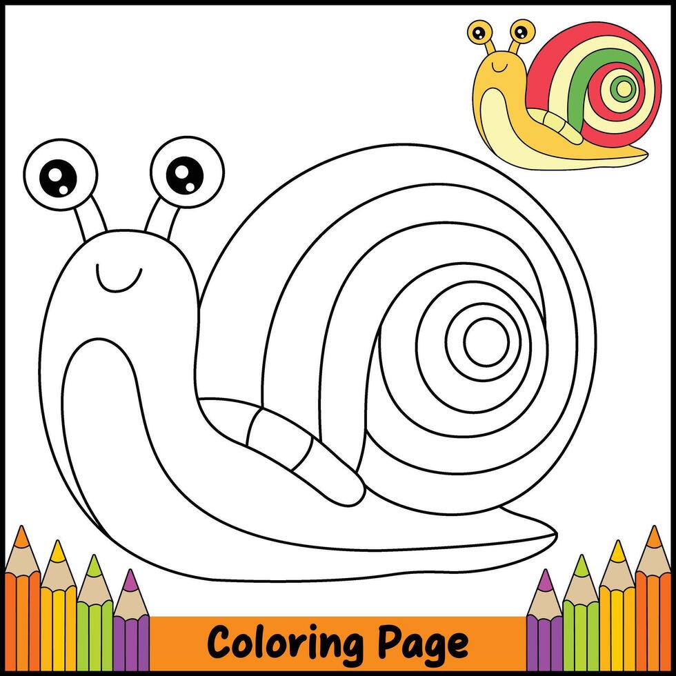 Snail Drawing Coloring Page vector