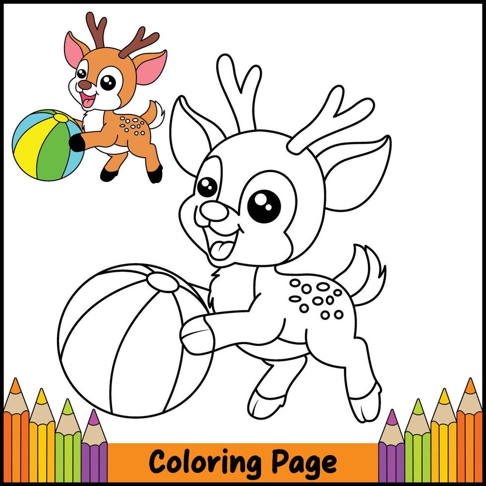 Relaxing Deer Coloring Page vector