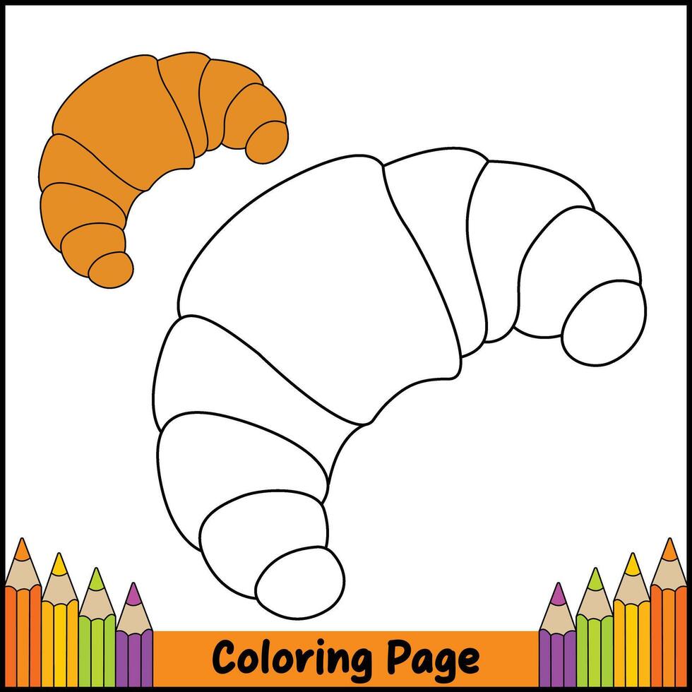 Yummy Croissant Coloring Page vector