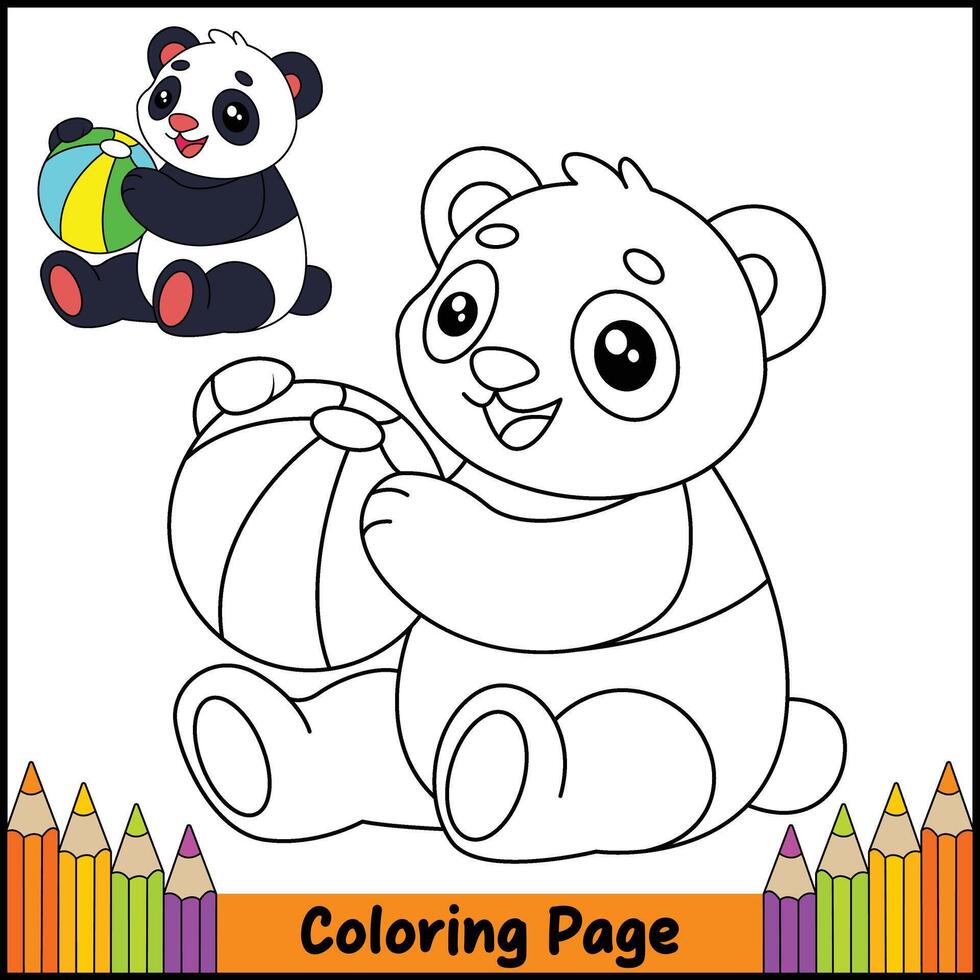 Sleeping Panda Coloring Page vector
