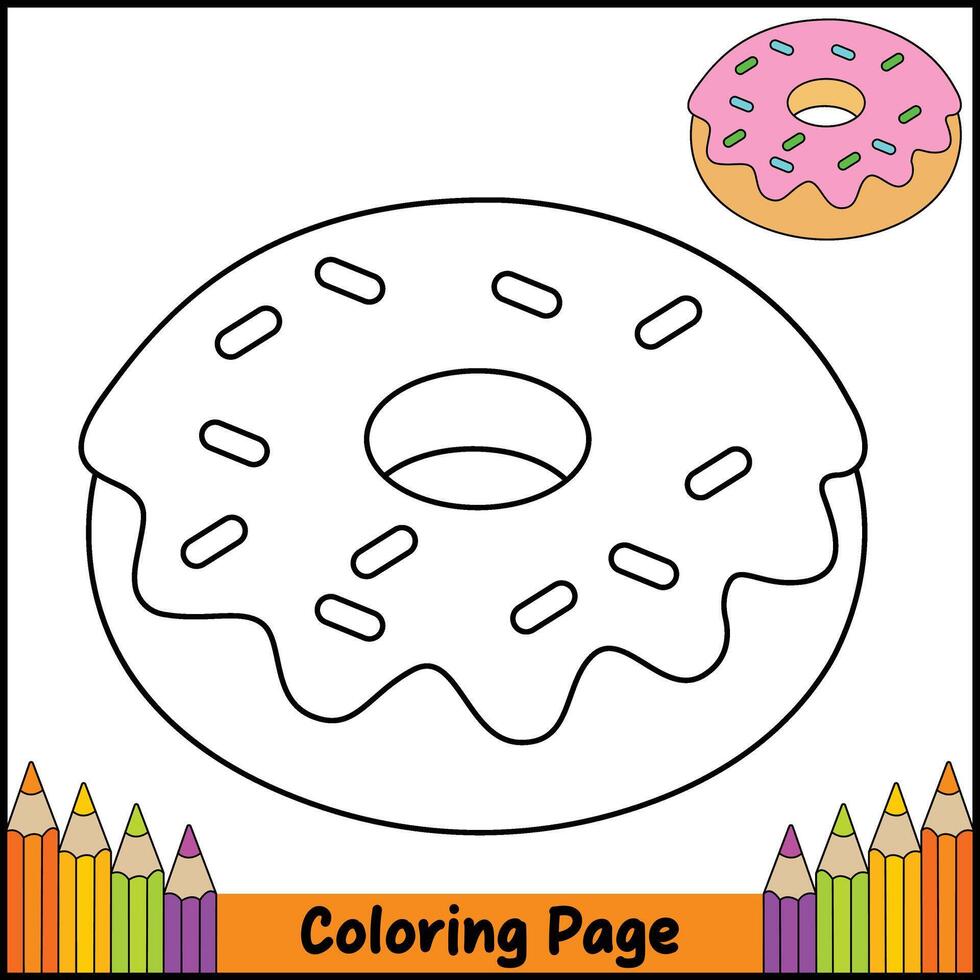 Tasty Donut Coloring Page vector