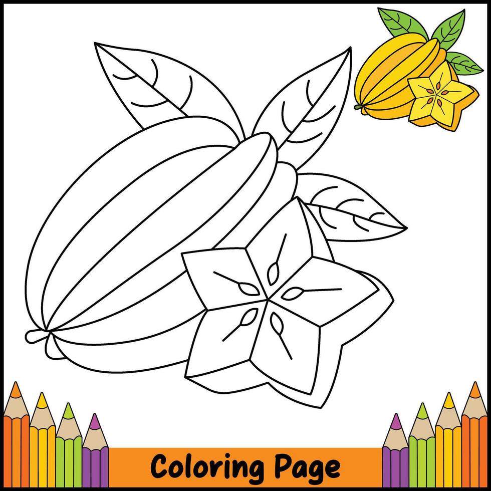 Starfruit coloring page vector