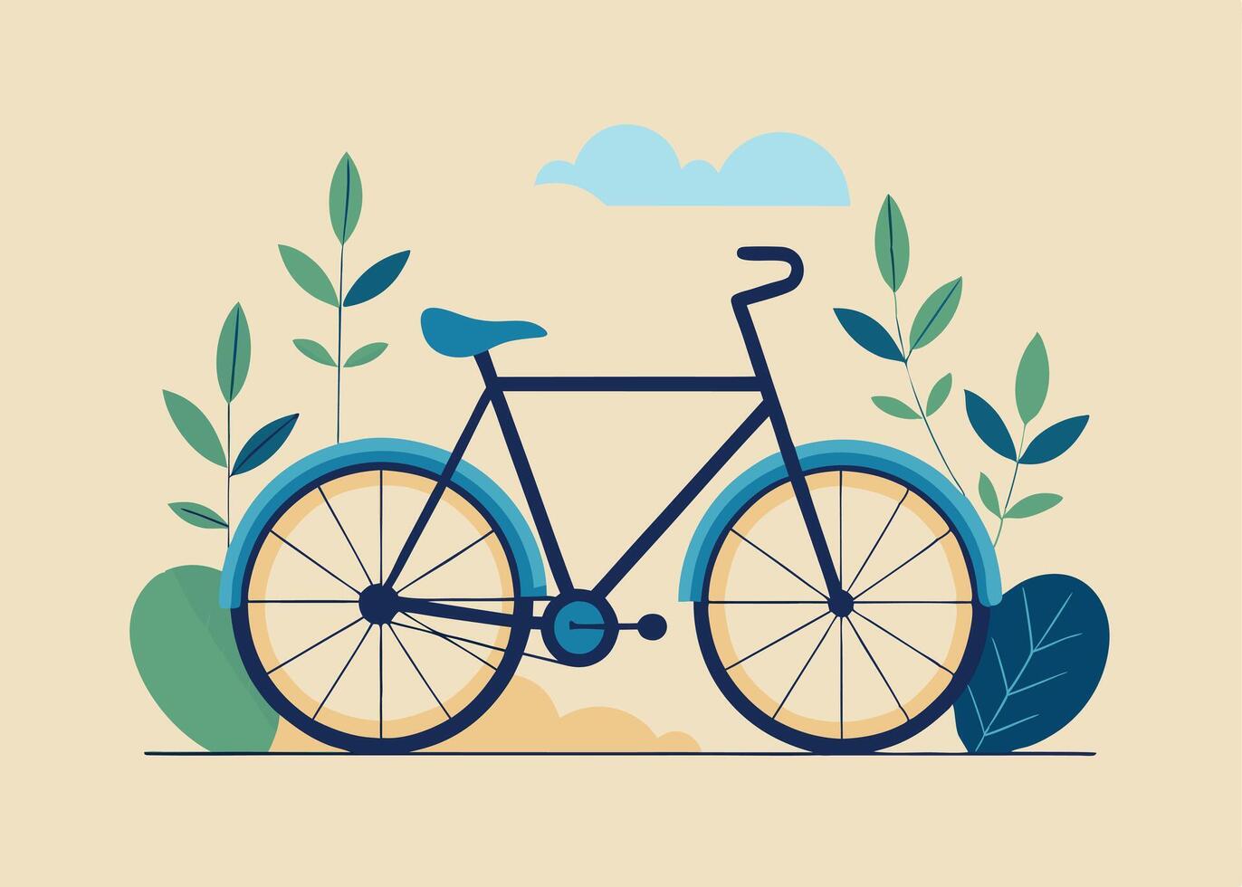 A bicycle with basket parked vector