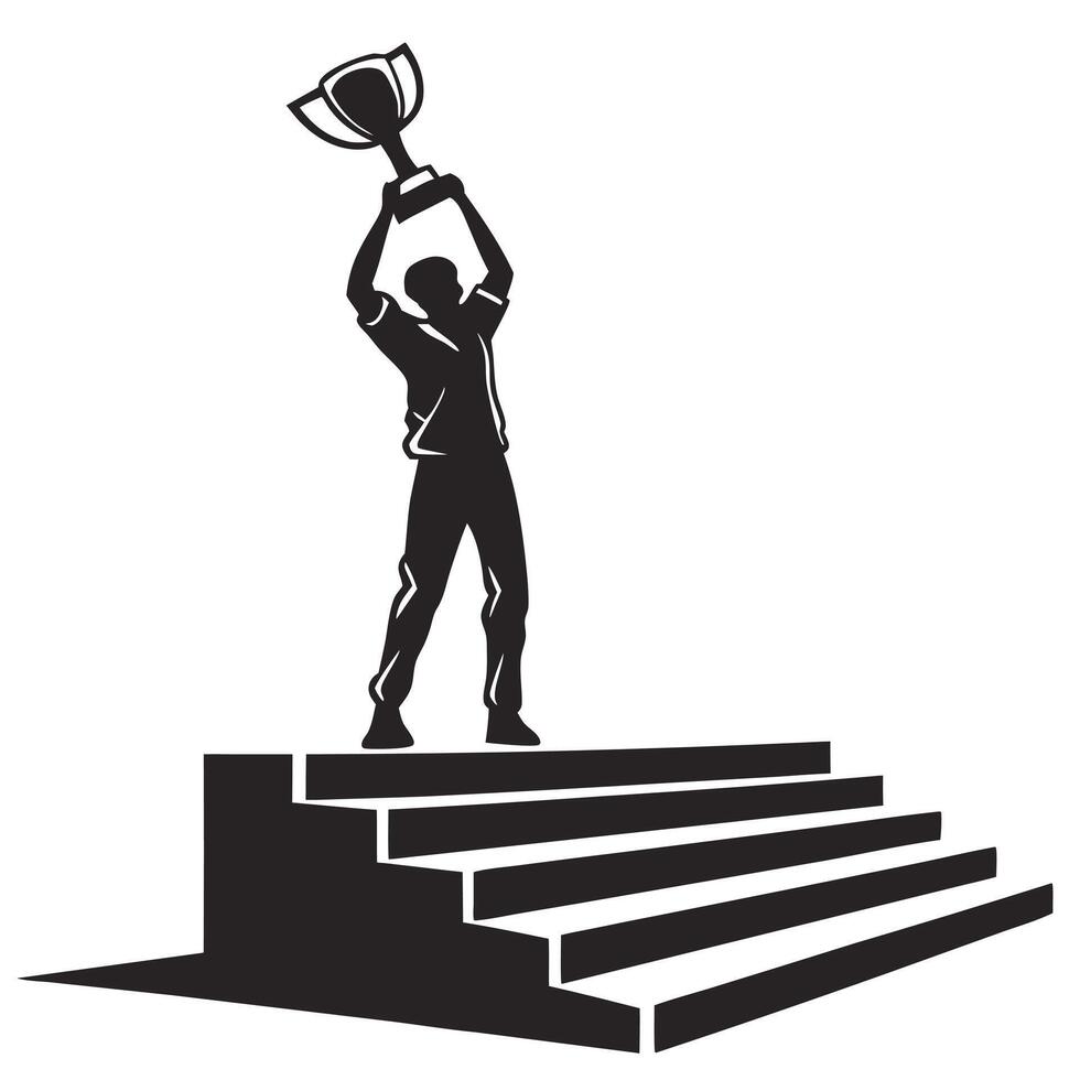 Bold Victory Silhouette Champion Lifting Trophy with Pride vector