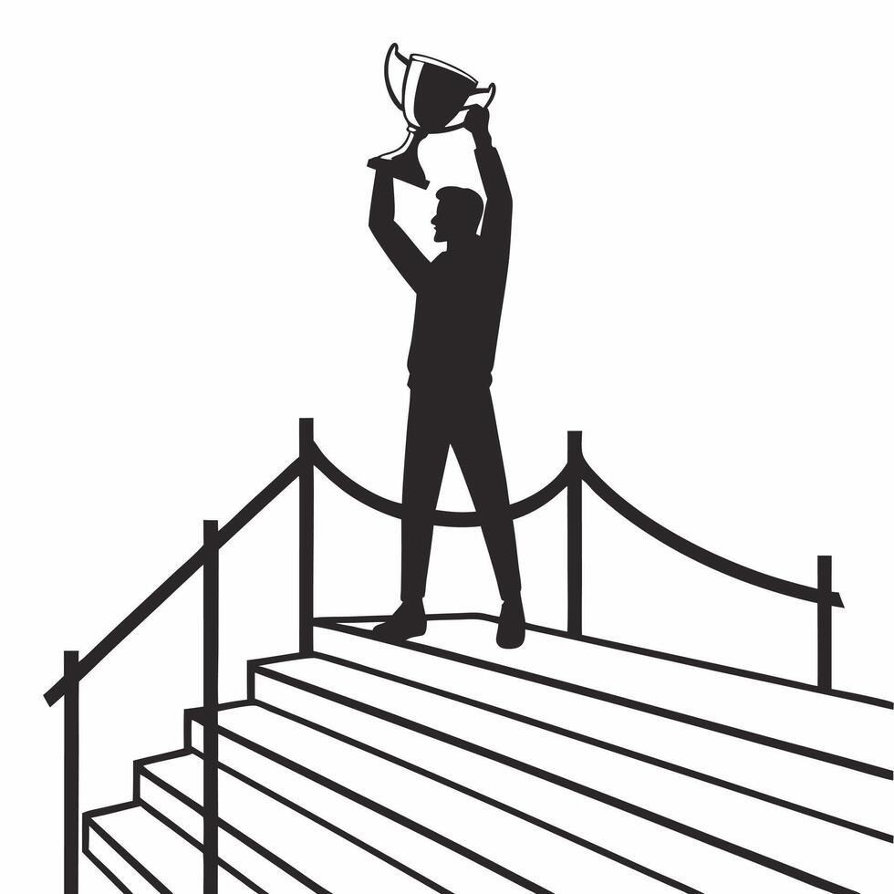 Winners Glory Bold Silhouette of Athlete with Trophy vector