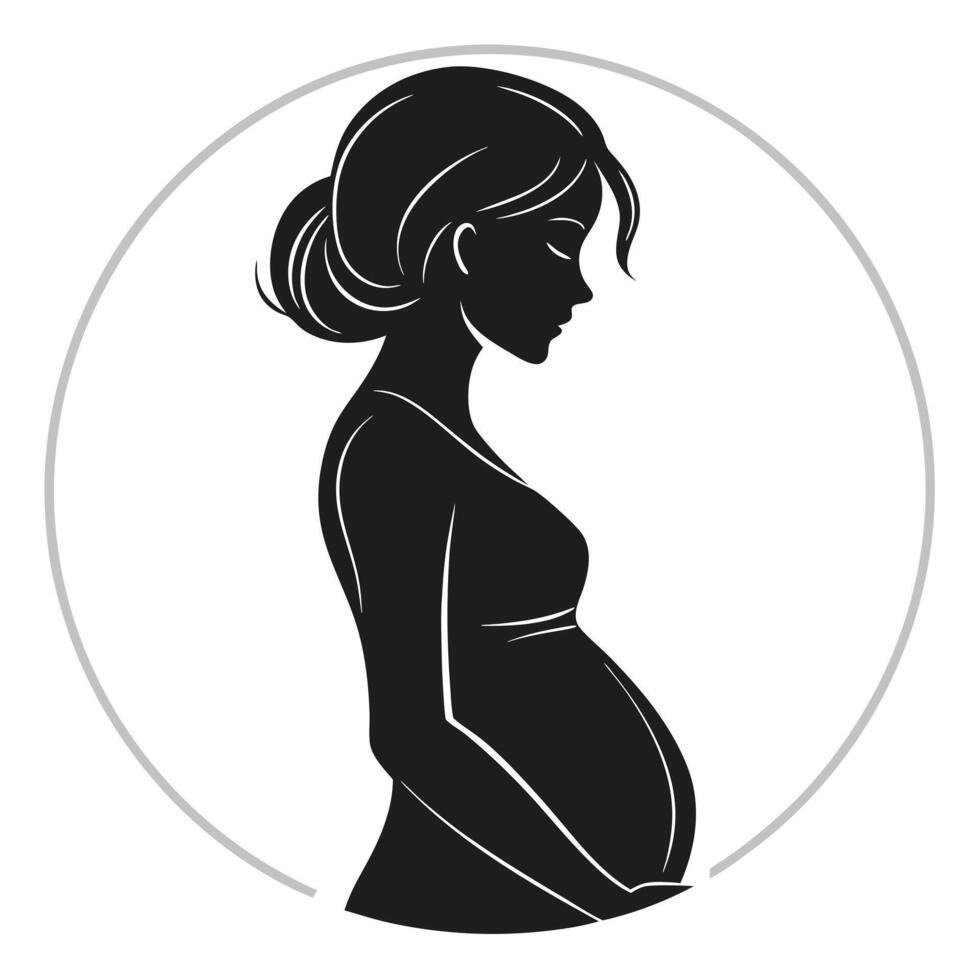 Elegant Black Silhouette of a Pregnant Lady vector