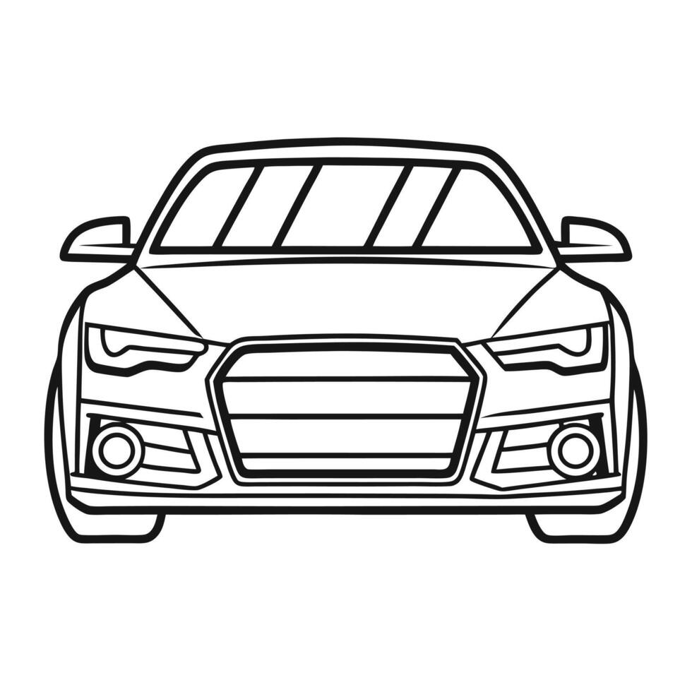 Classic Car Mascot Line Art Illustration vector