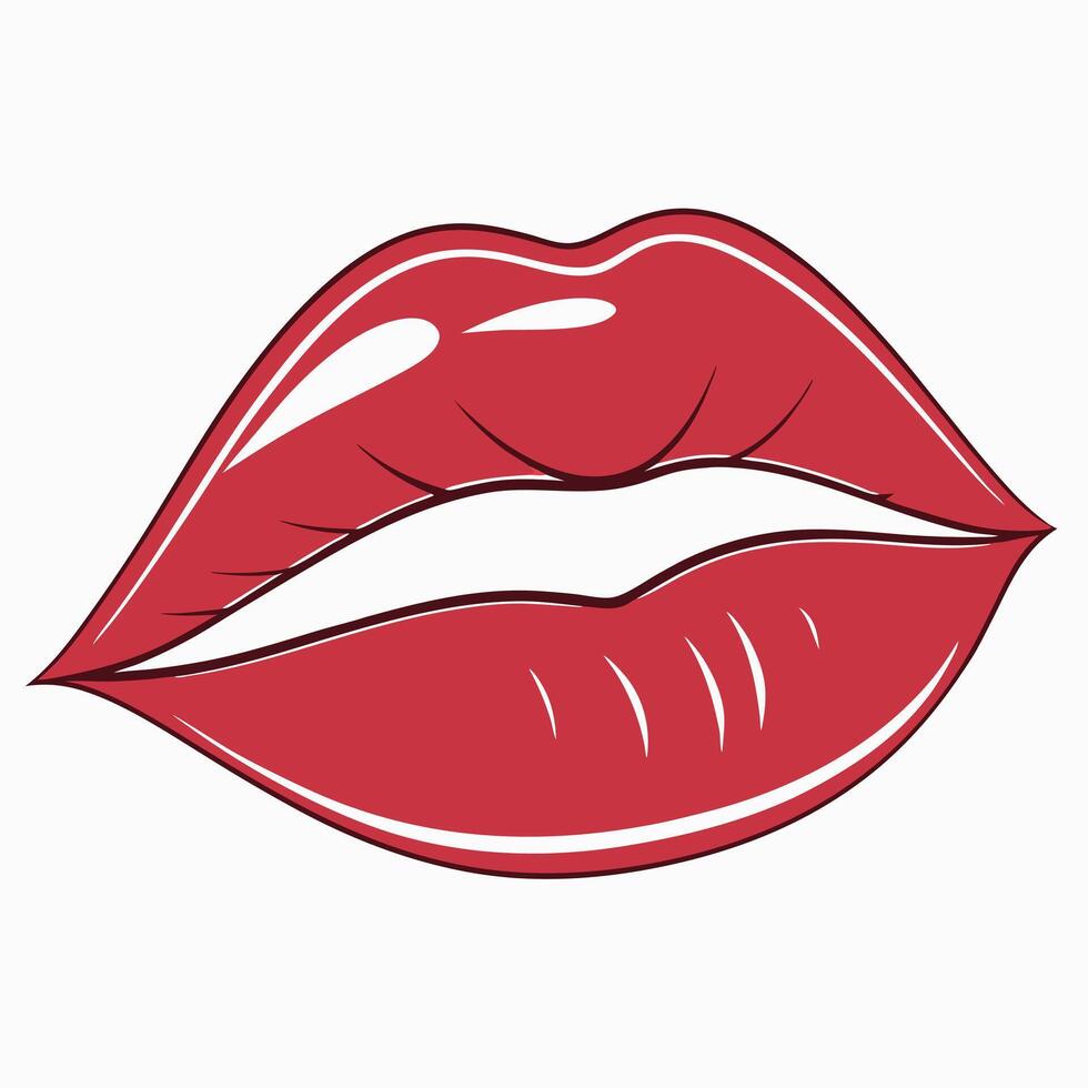 Close Up Lip Silhouette Feminine Minimalist Design vector