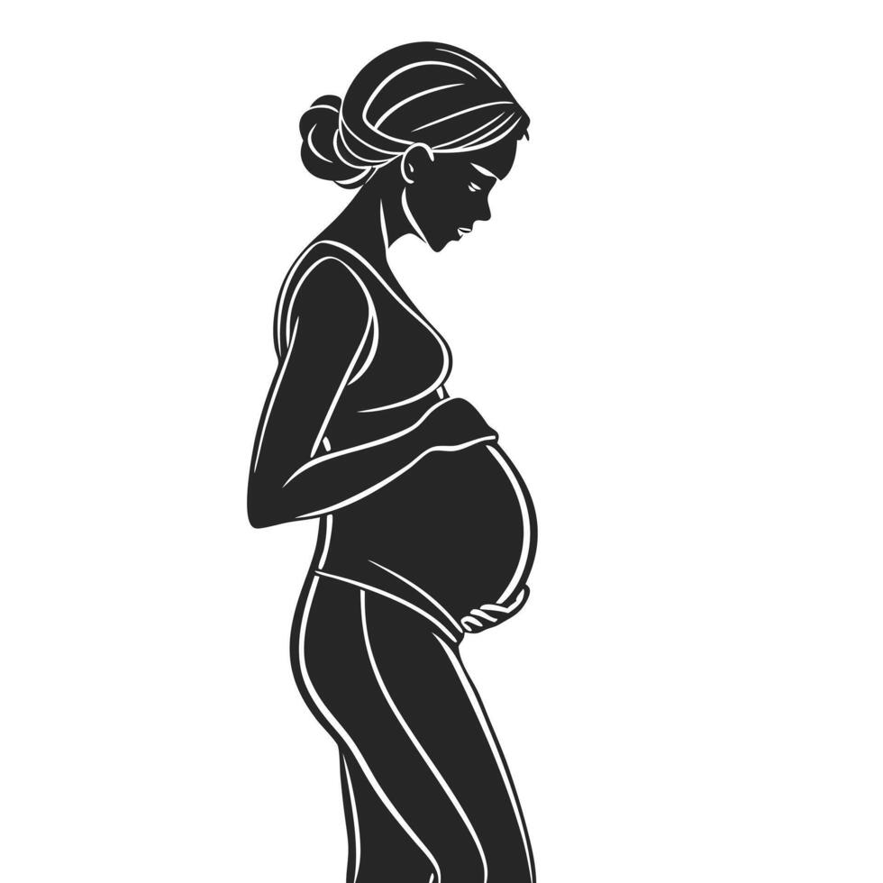 Flat Icon of a Pregnant Woman Silhouette vector