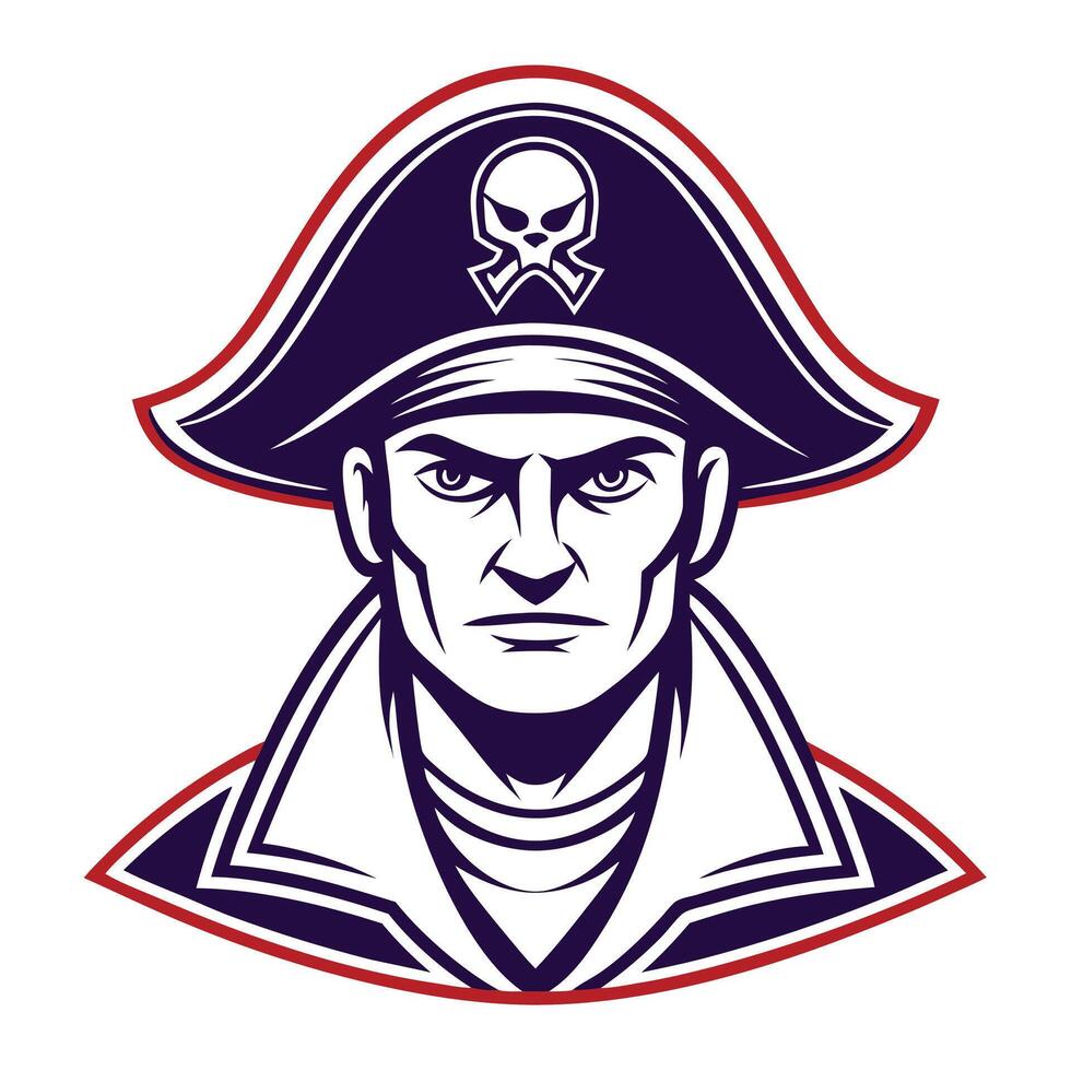 Classic Pirate Silhouette with Bold Skull and Hat Detail vector