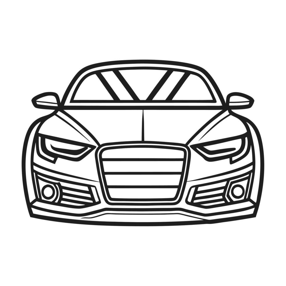 Minimalist Car Mascot Outline Artwork vector