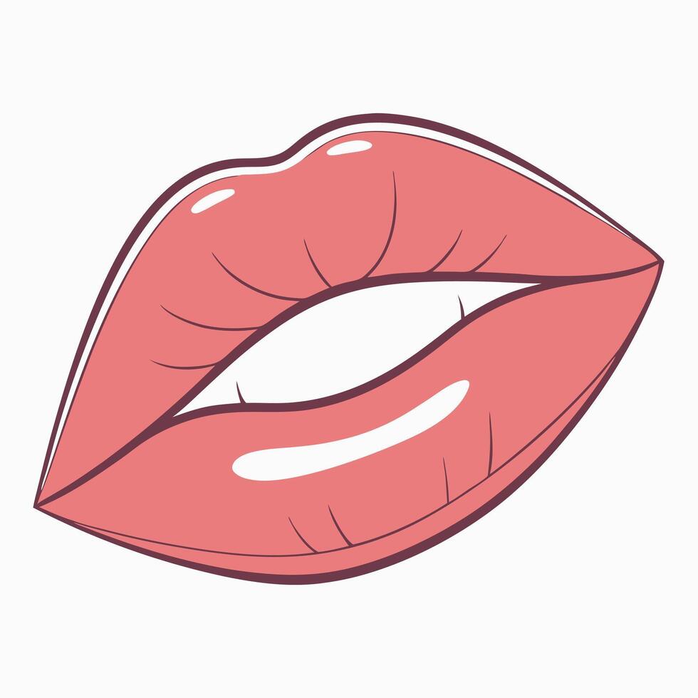 Silhouette of Womans Lips Simple Chic Illustration vector