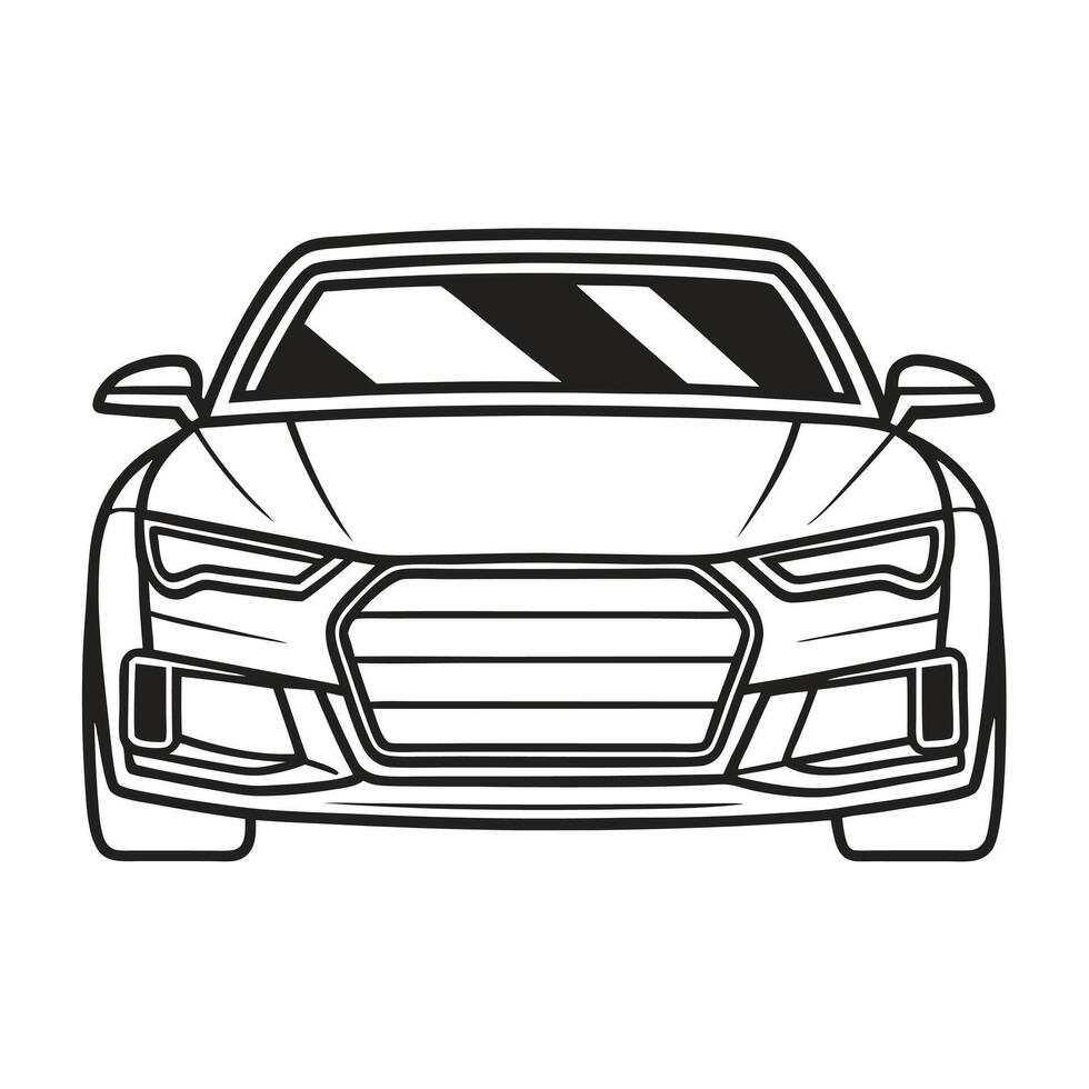 Retro Car Mascot Line Art Design vector