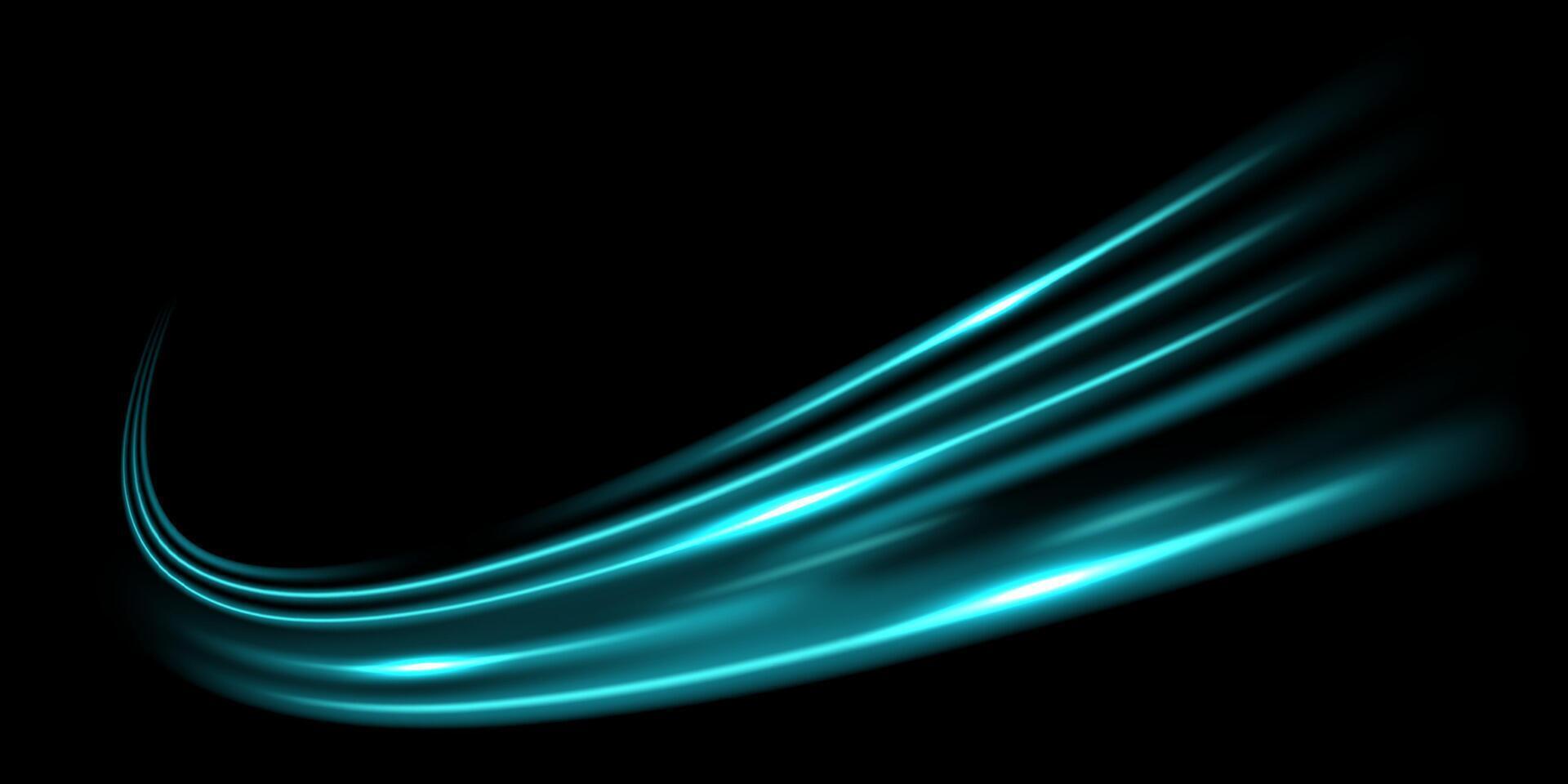 Abstract blue light waves on black background vector
