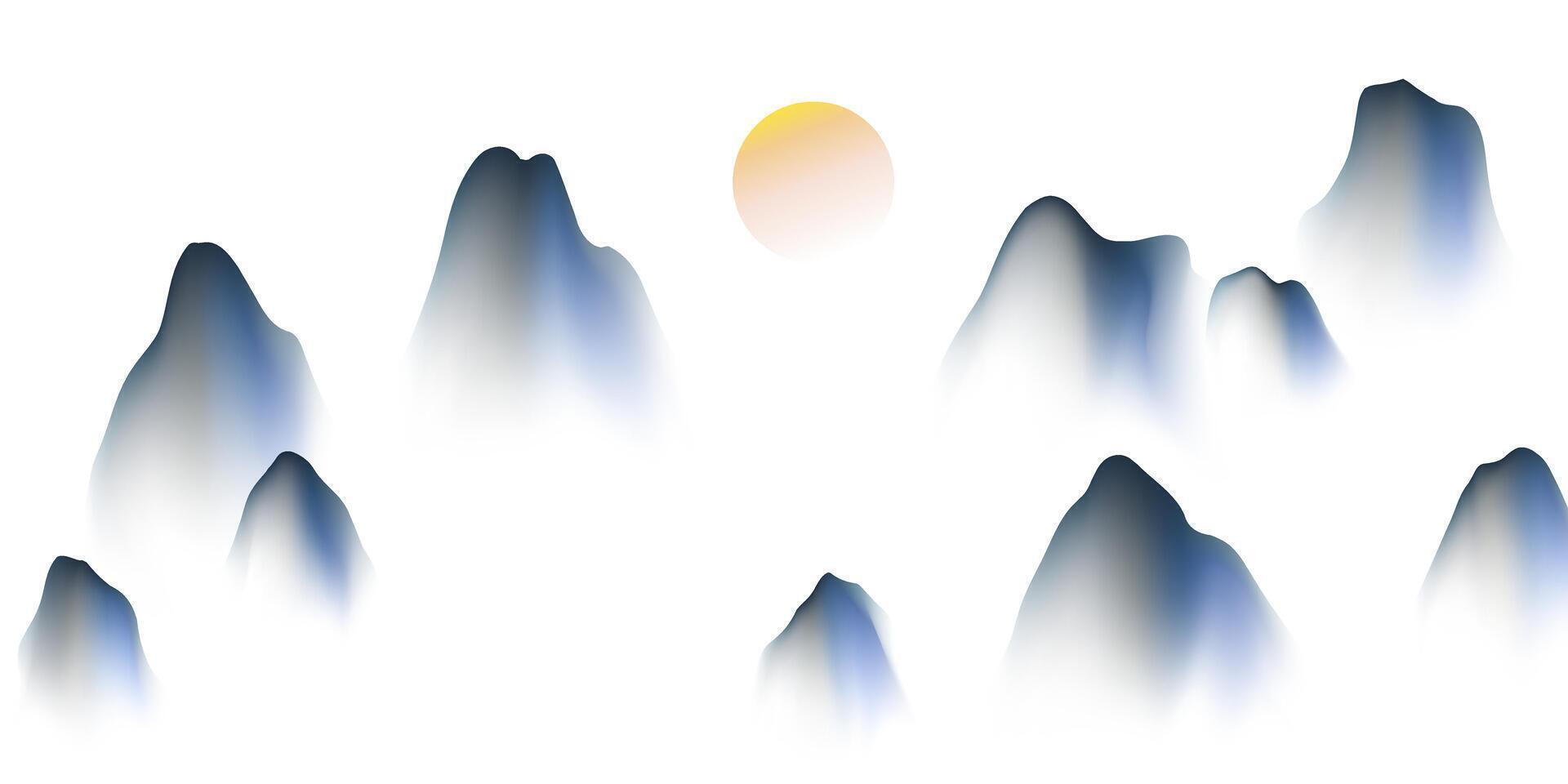 A mountain range with a sun in the sky vector