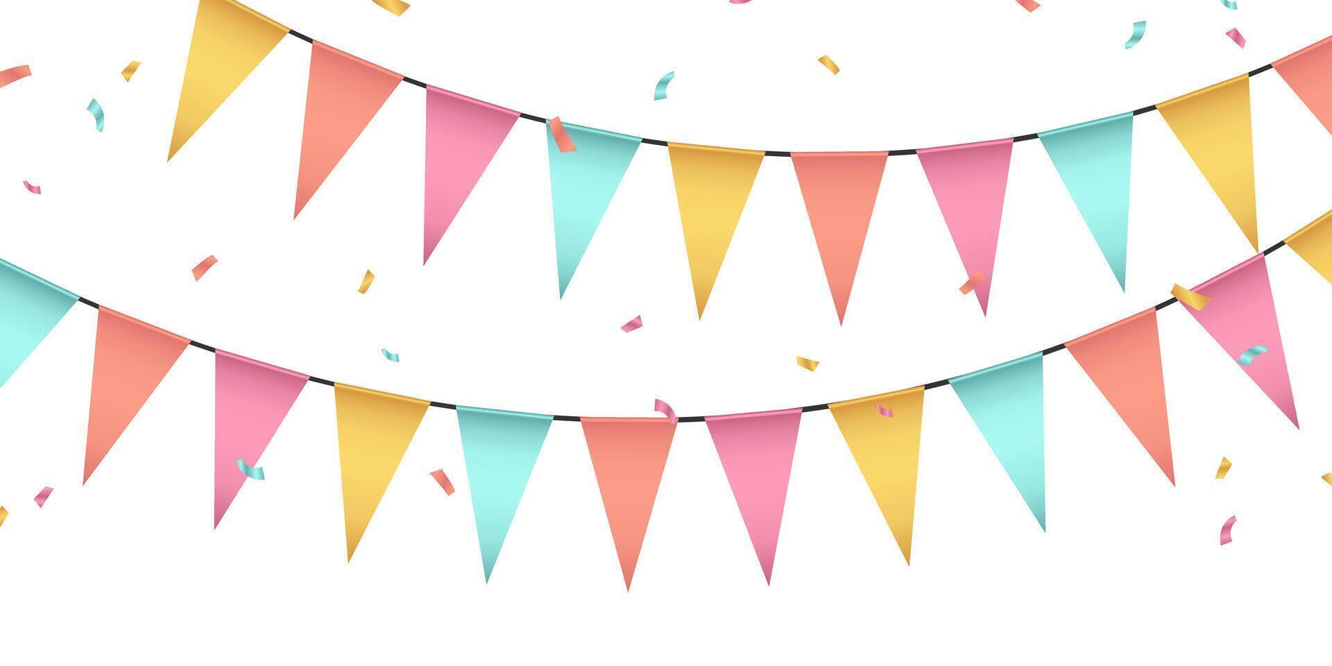 Colorful bunting flags on white background vector