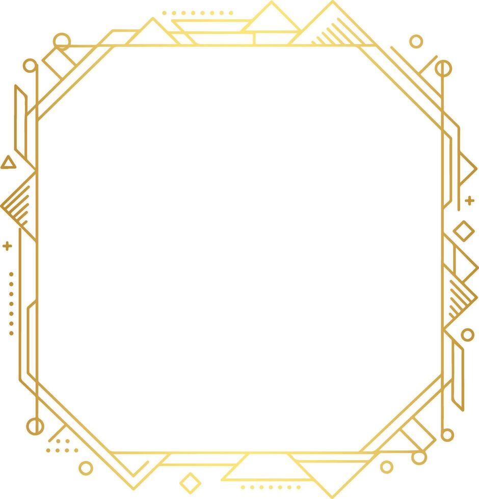 Modern minimalist golden origami bird frame in geometric linear style, ideal for upscale branding, luxury stationery, elegant packaging, wedding decor, and stylish digital or print design templates vector