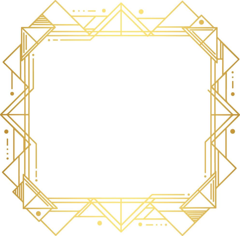 Stylish gold line art border with origami birds in a geometric composition, perfect for luxury event invitations, premium branding materials, modern art prints, and sophisticated editorial layouts vector