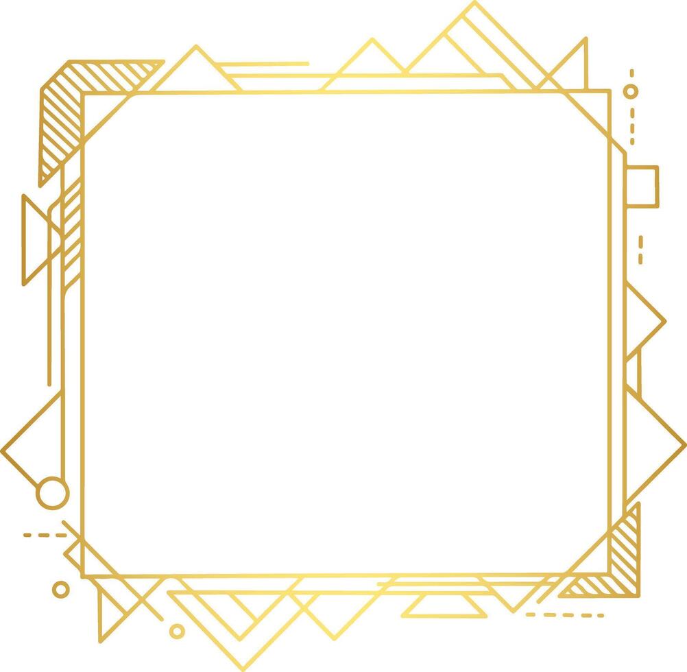 Geometric gold frame with origami bird corners in a refined minimalist design, suitable for high-end branding, formal announcements, event stationery, packaging, and art-focused digital creations vector